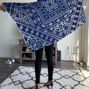 Beautifully patterned blue and white scarf